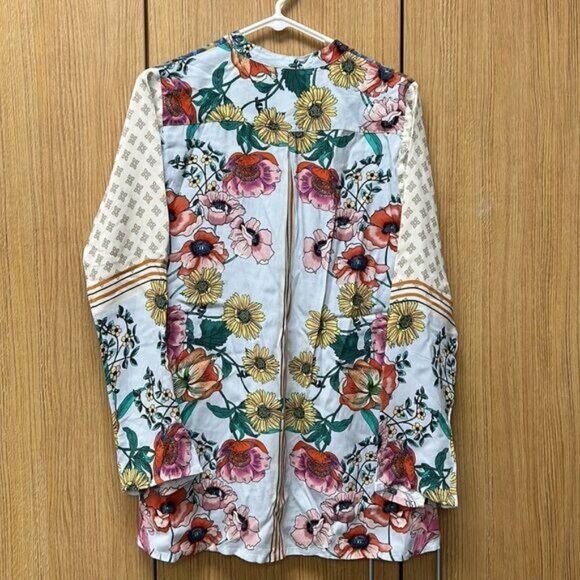 Johnny Was Becca V-Neck Blouse XS Multicolor Floral Geometric Boho - Picture 6 of 11